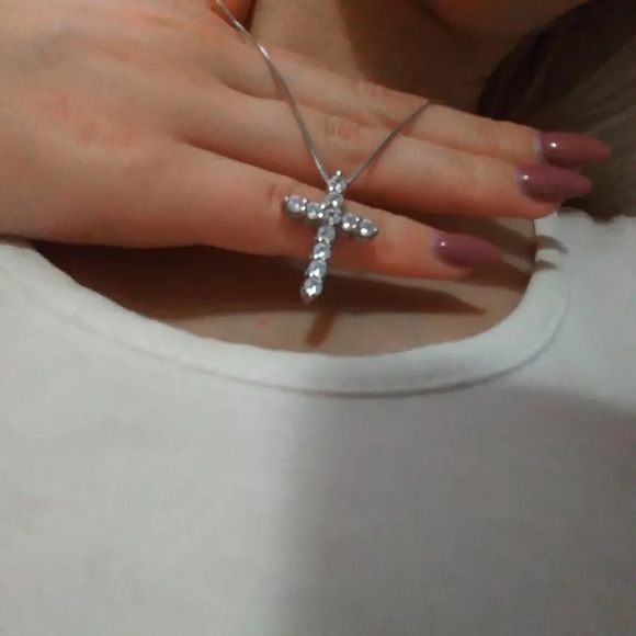 Cubic Zirconia Cross Pendant Necklace - Picture 6 of 7